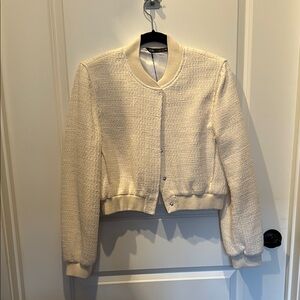 Elegant Cream Textured Women's Jacket